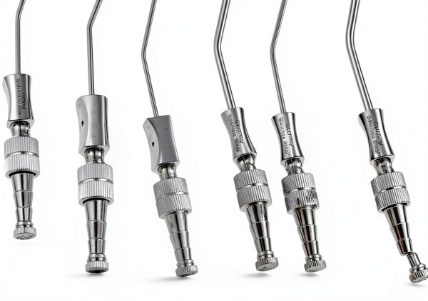 Set of 6 Ent German Stainless Frazier Suction Tube Angled with Valve and Obturator (Cynamed)-1